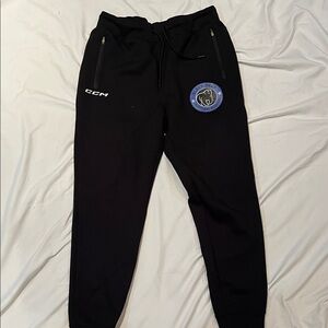 CCM Black Jogger Pants with Blue Patch Emblem